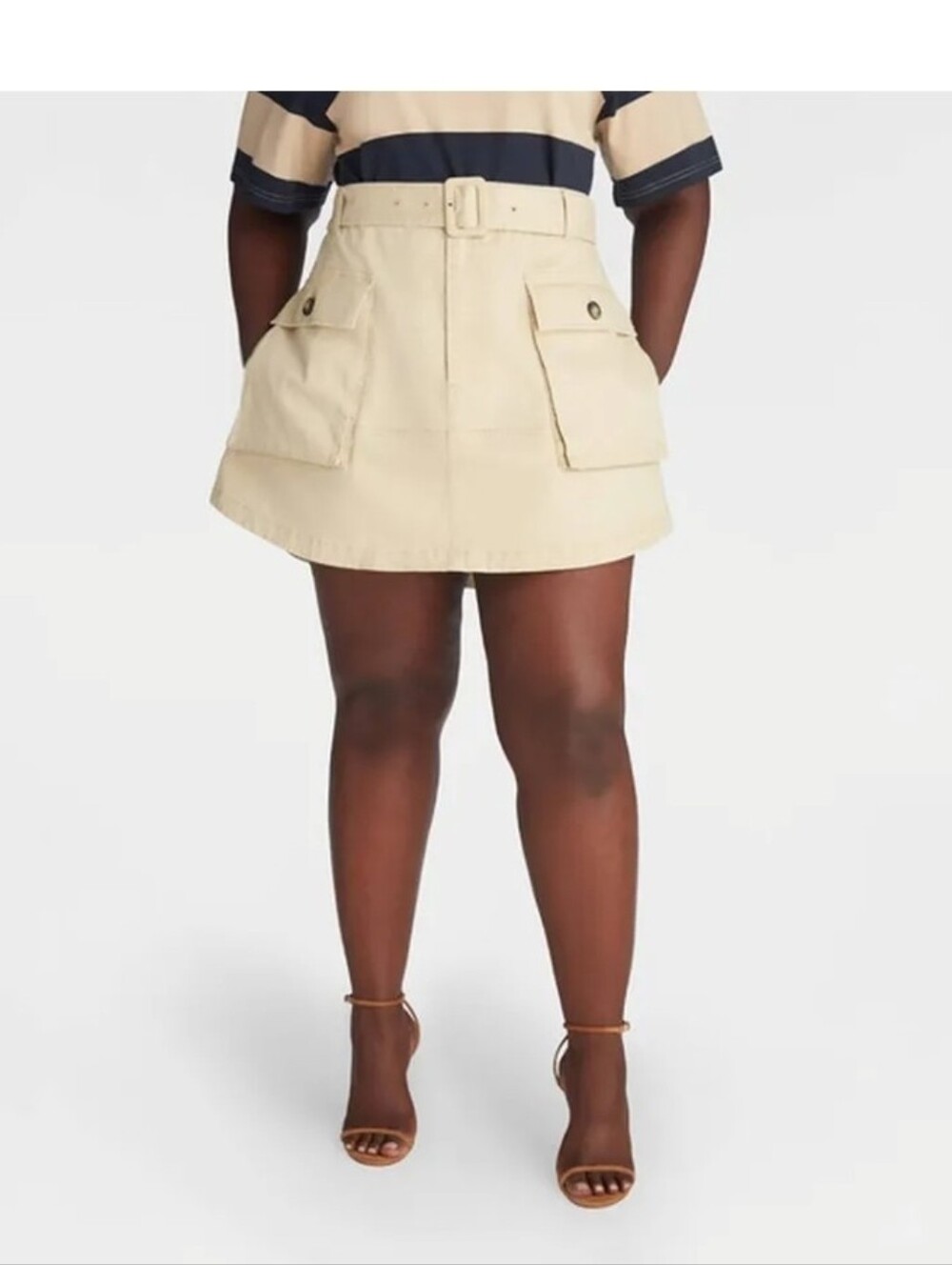 KBB by KAHLANA Women's 'The Flared Cargo Skirt' - Tan Size 16